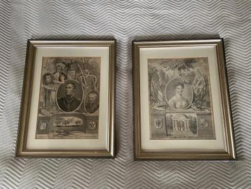 2x Antieke oude prenten Willem II & Anna Paulowna beschikbaar voor biedingen