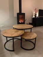 Set van 3 houten salontafels, Ophalen, Gebruikt, 50 tot 100 cm, Rond