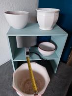 verzameling vintage bloempotten wit, veelhoekig West-Germany, Tuin en Terras, Bloempotten, Ophalen, Binnen, Overige vormen, Aardewerk