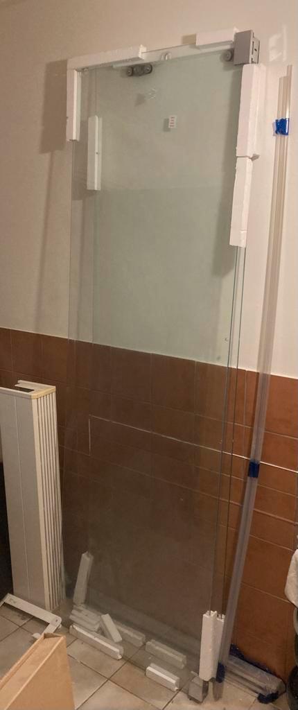 Glazen schuifdeur douche, Doe-het-zelf en Verbouw, Sanitair, Zo goed als nieuw, Douche, Glas, Ophalen