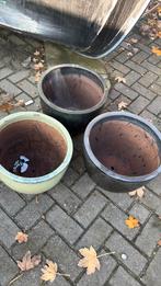 3 bloempotten, Gebruikt, Rond, Ophalen of Verzenden, Aardewerk