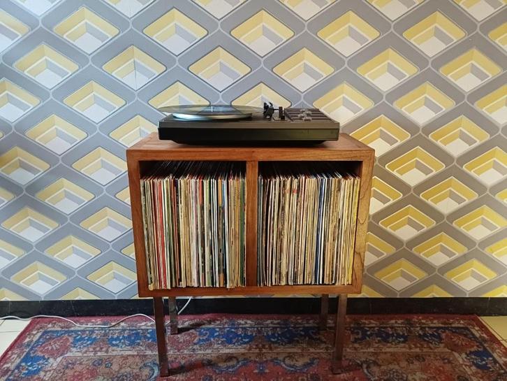 Audiomeubel platenkast platenspelerkast retro vintage hout, Cd's en Dvd's, Vinyl | Overige Vinyl, Zo goed als nieuw, Overige formaten