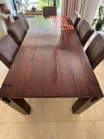 Massief eiken tafels set! Eet/salon tafel en 2 bijzettafels!, Huis en Inrichting, Tafels | Eettafels, Ophalen, Eikenhout, Vijf personen of meer