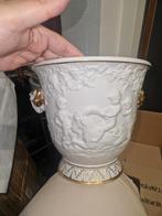 Vaas Bloempot Wit/Goud Bruiloft, Ophalen, Gebruikt, Rond, Aardewerk