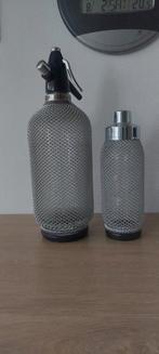 Vintage spuitfles + shaker in harnas. Mooie staat., Antiek en Kunst, Ophalen of Verzenden