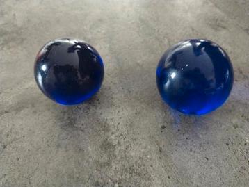 Blauwe Glazen Knikkers (2 stuks)