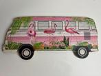 Retro Bus Houten hangbord best summer / Flamingo's, Verzenden, Nieuw