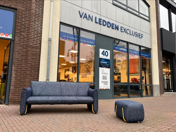 Nieuw Pode Spike Bank 3 zits bank Stof blauw Design 190, Huis en Inrichting, Banken | Bankstellen, Nieuw, 75 tot 100 cm, Stof