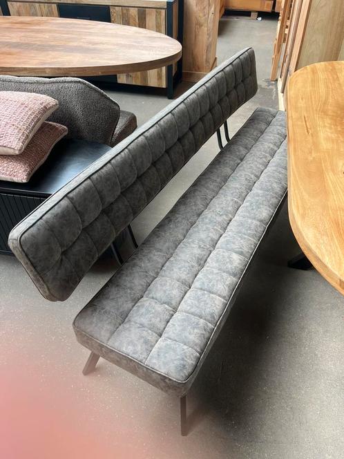 Magazijn leegverkoop eetbank pu leer taupe metaal zwart, Huis en Inrichting, Stoelen, Nieuw, Vier, Kunststof, Metaal, Overige kleuren