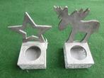 NIEUW 2 decoratie kerst hert en ster grijs 20 cm hoog, Diversen, Kerst, Ophalen of Verzenden, Nieuw