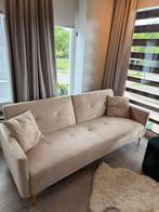 Slaapbank fluweel beige Lucan, Ophalen, Zo goed als nieuw, Stof