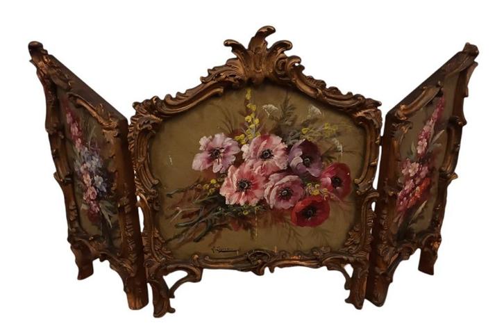 zeldzame tafelparavent "L. Zegers" triptiek schilderij, Antiek en Kunst, Kunst | Schilderijen | Klassiek, Ophalen of Verzenden