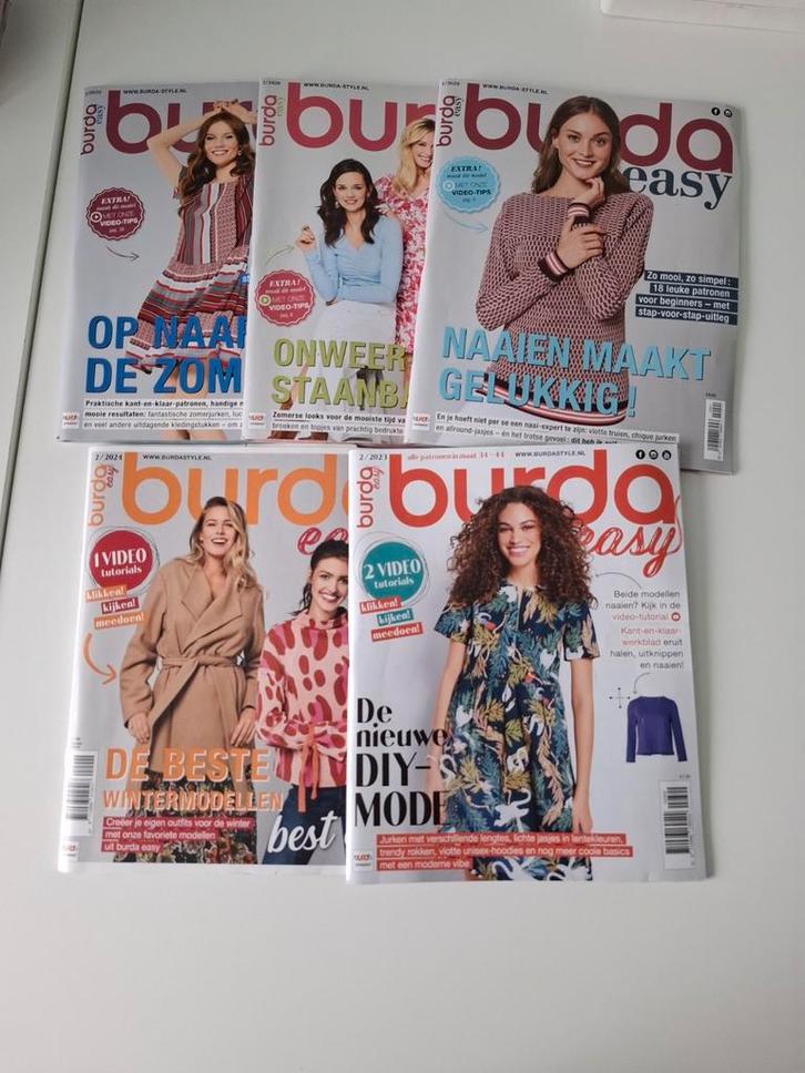 Burda Easy Naaitijdschriften - 5 stuks, Hobby en Vrije tijd, Kledingpatronen, Zo goed als nieuw, Overige typen, Vrouw, Burda, Ophalen of Verzenden