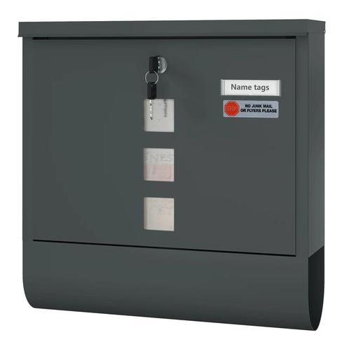 Hangende Metalen Brievenbus met Slot en Naamplaatje, Tuin en Terras, Brievenbussen, Nieuw, Wandbrievenbus, Verzenden