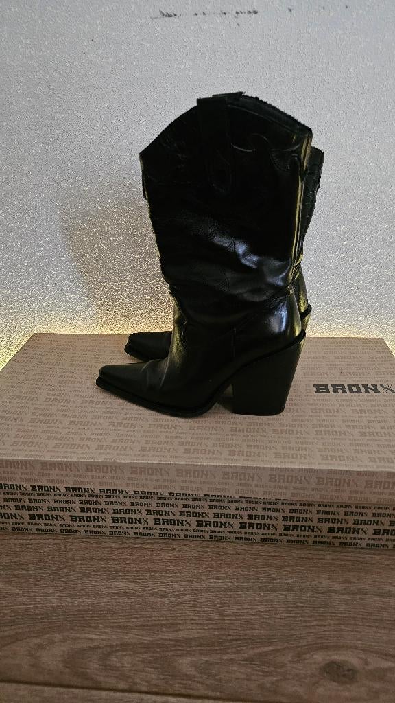 Zwarte leren Bronx cowboy laarzen maat 38, Ophalen, Bronx, Zwart, Lage of Enkellaarzen