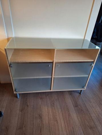 Vintage IKEA Dressoir / Kast van Glas en Hout
