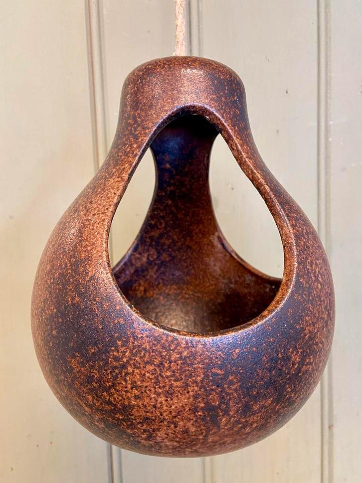 Vintage hangpot bloempot keramiek retro 50/60/70 Germany, Tuin en Terras, Bloempotten, Zo goed als nieuw, Aardewerk, Binnen, Balkon