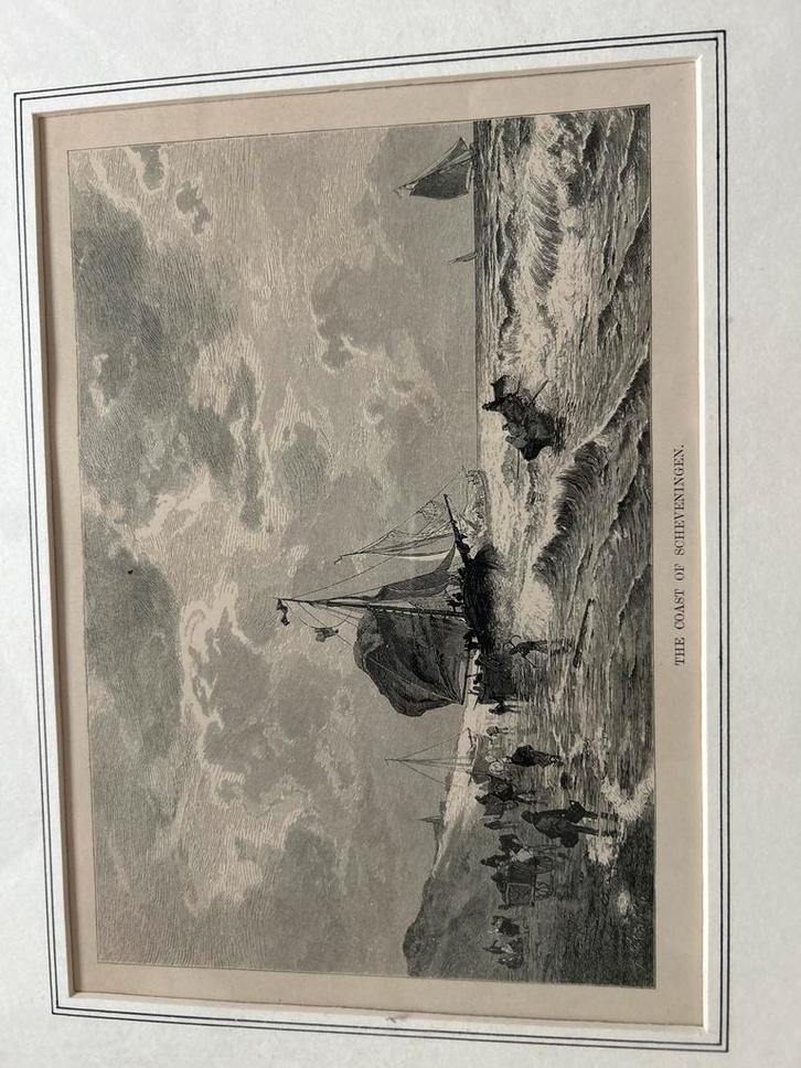 Oude Prent: De Kust van Scheveningen, Antiek en Kunst, Kunst | Etsen en Gravures, Ophalen