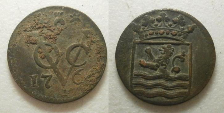 Zeeland VOC Duit 1766, Postzegels en Munten, Munten | Nederland, Losse munt, 1 cent, Vóór koninkrijk, Ophalen of Verzenden