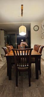 Teak houten eettafel met stoel, Ophalen, Gebruikt, 200 cm of meer, 50 tot 100 cm