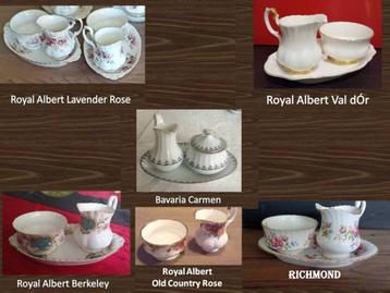 Diverse roomstelletjes o.a. Royal Albert vanaf 10€ - Klik RK beschikbaar voor biedingen