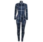 Blauwe witte geruite jumpsuit catsuit 34 36 38 40 S M L XL, Nieuw, Blauw, Verzenden