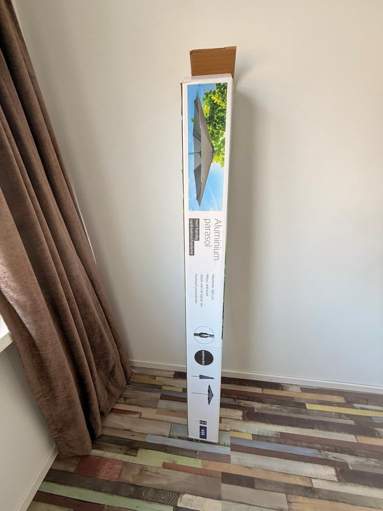 NEW: Aluminum Parasol Ø300 cm - Anthracite (New in box!), Tuin en Terras, Parasols, Ophalen, Nieuw, 2 tot 3 meter