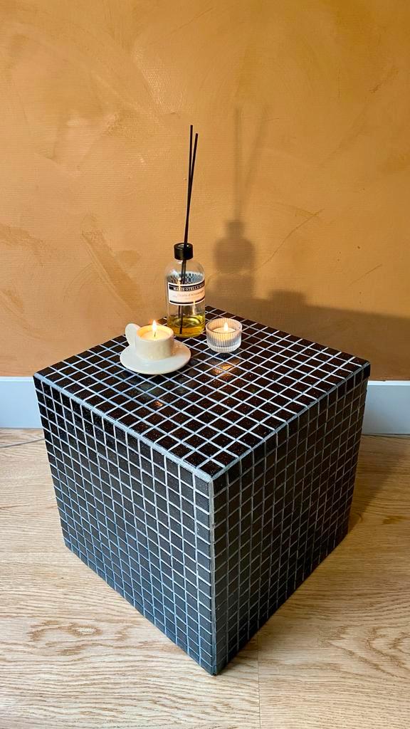 Bijzettafel Kubus Mozaïek 33cm, Huis en Inrichting, Tafels | Bijzettafels, Nieuw, Vierkant, Minder dan 45 cm, Minder dan 55 cm
