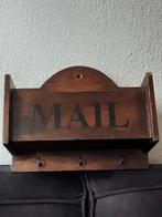 Houten postbakje"Mail"haakjes voor sleutels ,landelijk,sober, Antiek en Kunst, Ophalen of Verzenden