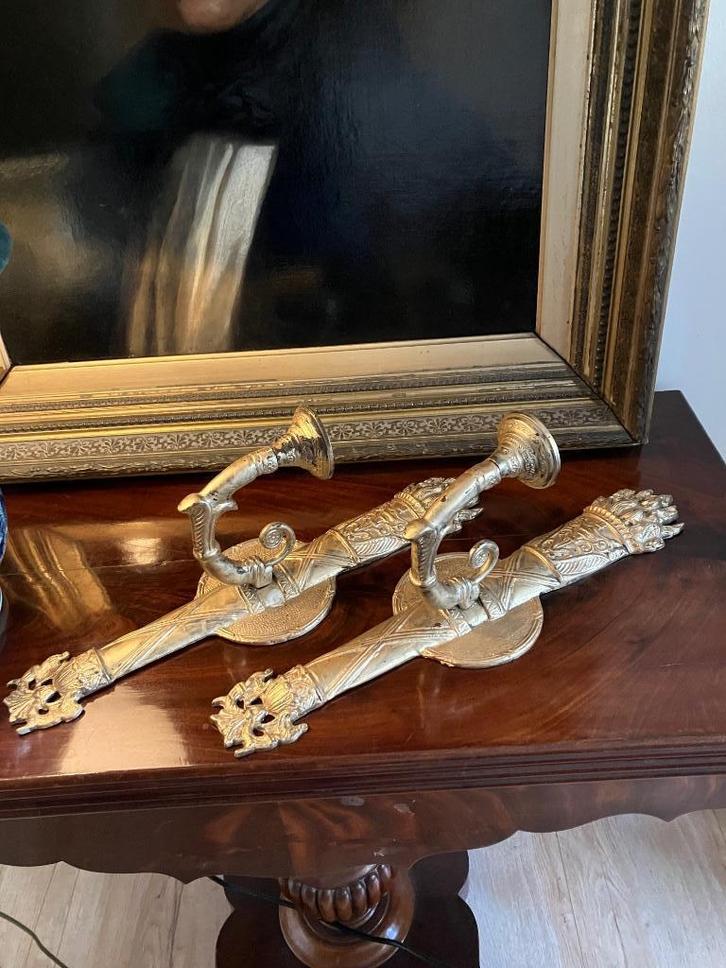 Paar oude Franse wandluchters, Antiek en Kunst, Curiosa en Brocante, Ophalen of Verzenden
