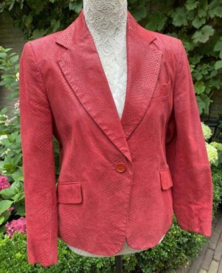 Leren jasje maat M [DM], Kleding | Dames, Jasjes, Kostuums en Pakken, Zo goed als nieuw, Jasje, Maat 38/40 (M), Rood, Ophalen of Verzenden