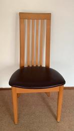 4 Scandinavische eetkamerstoelen van gestoomd beuken, Ophalen, Gebruikt, Bruin, Leer