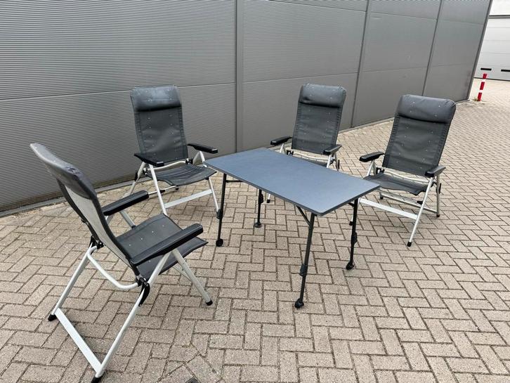 Camping Tafelset met 4 Stoelen, Caravans en Kamperen, Kampeeraccessoires, Gebruikt, Ophalen