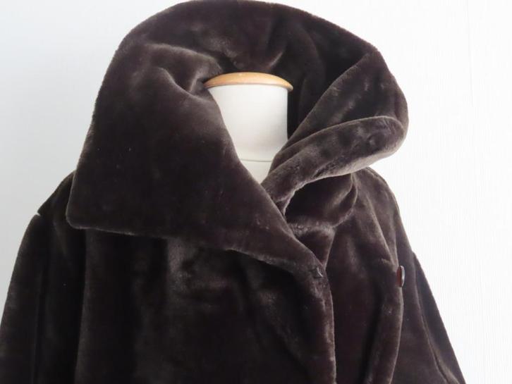 MAJESTUEUZE Lange teddy BERE-JAS, donkerbruin 42/44/46, Kleding | Dames, Jassen | Winter, Zo goed als nieuw, Maat 42/44 (L), Bruin