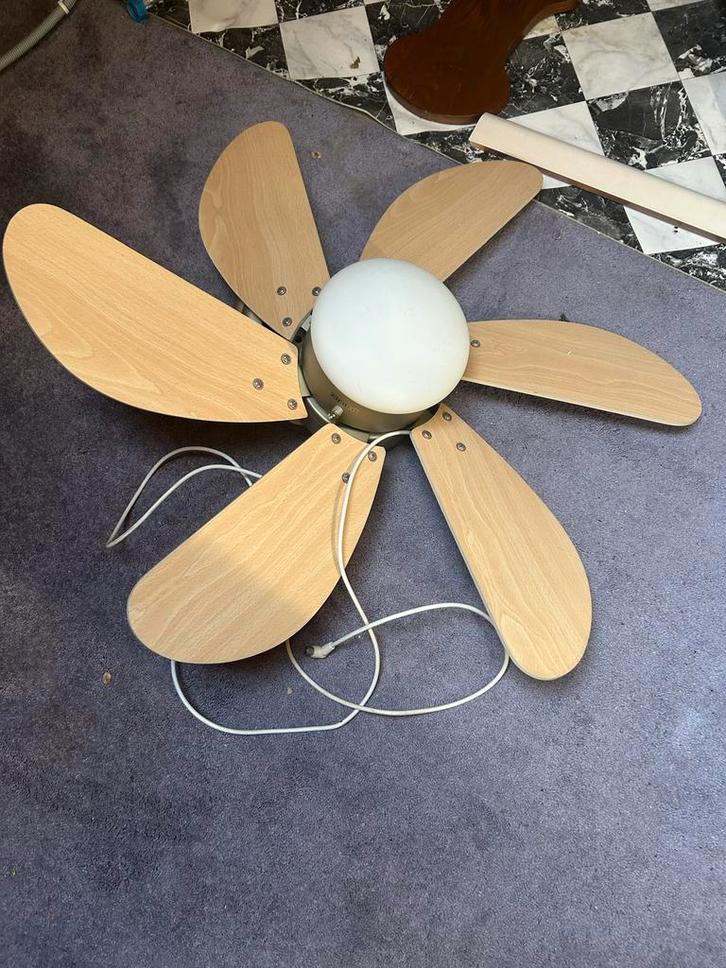 Houten Plafondventilator met Licht, Huis en Inrichting, Lampen | Vloerlampen, Zo goed als nieuw, 100 tot 150 cm, Hout, Ophalen of Verzenden