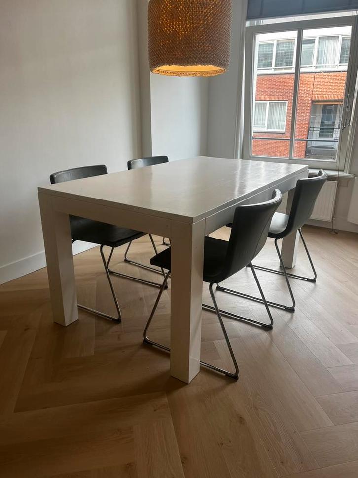 Eethoek | eettafel | hout massief | wit, Huis en Inrichting, Tafels | Eettafels, Gebruikt, 50 tot 100 cm, 150 tot 200 cm, Rechthoekig