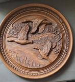 Groot houten wandbord met Canadese ganzen. Karl Rothamme., Antiek en Kunst, Ophalen of Verzenden