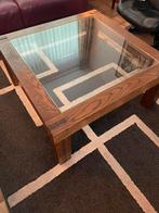 Salontafel met hout en hardglas, Huis en Inrichting, Tafels | Salontafels, Ophalen, 100 tot 150 cm, 50 tot 100 cm, Zo goed als nieuw