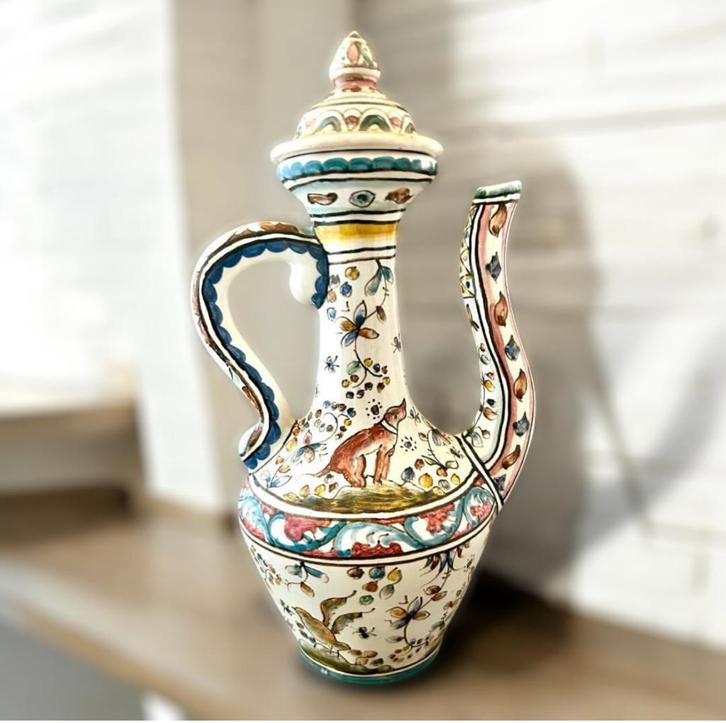 Prachtige vintage kan met deksel uit Portugal., Antiek en Kunst, Antiek | Keramiek en Aardewerk, Ophalen of Verzenden