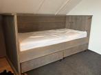 Stoer grijs steigerhouten eenpersoons bed met laden, Huis en Inrichting, Slaapkamer | Bedden, Ophalen, Gebruikt, 90 cm, Eenpersoons