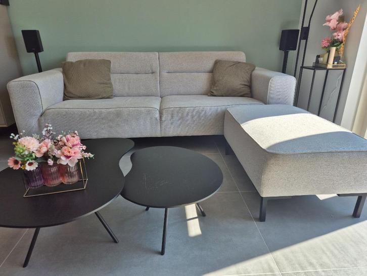 3-zitsbank + hocker model Ampara, Huis en Inrichting, Banken | Bankstellen, Gebruikt, Rechte bank, Driepersoons, 200 tot 250 cm