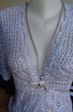 zilveren ketting met revolver hanger met zirkoon [1021], Verzenden, Zo goed als nieuw, Met kristal, Zilver