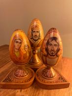 Handgeschilderde religieuze icoon eieren (3x) op standaard, Ophalen of Verzenden