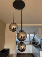 Art deco hanglamp zwart met smoke glas 3, Huis en Inrichting, Lampen | Hanglampen, Ophalen, Zo goed als nieuw, Glas, Minder dan 50 cm