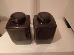 Zwarte vierkante potten met deksel, Porselein of Keramiek, Mand, Vierkant, Ophalen of Verzenden