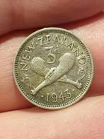 Nieuw Zeeland, 3 pence 1943, zilver (19), Zilver, Ophalen of Verzenden