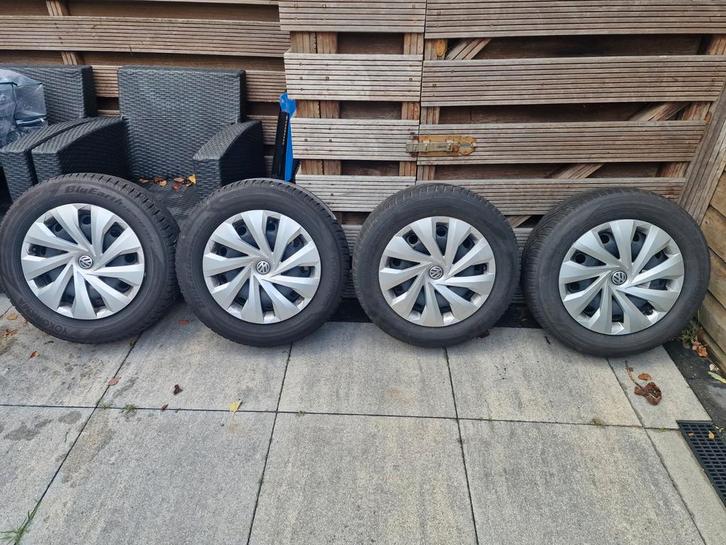 Set Gebruikte winter Banden met staal velg en wieldop s5x100, Auto-onderdelen, Banden en Velgen, Banden en Velgen, Winterbanden