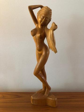 Balinees houtsnijwerk, naakt sculpture, vintage, jr 60/70