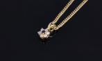 Diamant saffier rozet hanger 14k goud gourmet ketting dames, Sieraden, Tassen en Uiterlijk, Kettingen, Voordeelsieraden, Ophalen of Verzenden