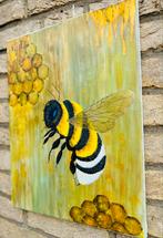 Handmade textured canvas art painting  - Honeybee, Antiek en Kunst, Kunst | Schilderijen | Abstract, Ophalen of Verzenden
